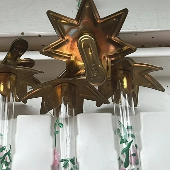 Vtg Glass Candle Ornaments Italy, Dillards Pink Floral Glitter Glass Clip On - Picture 2 of 4